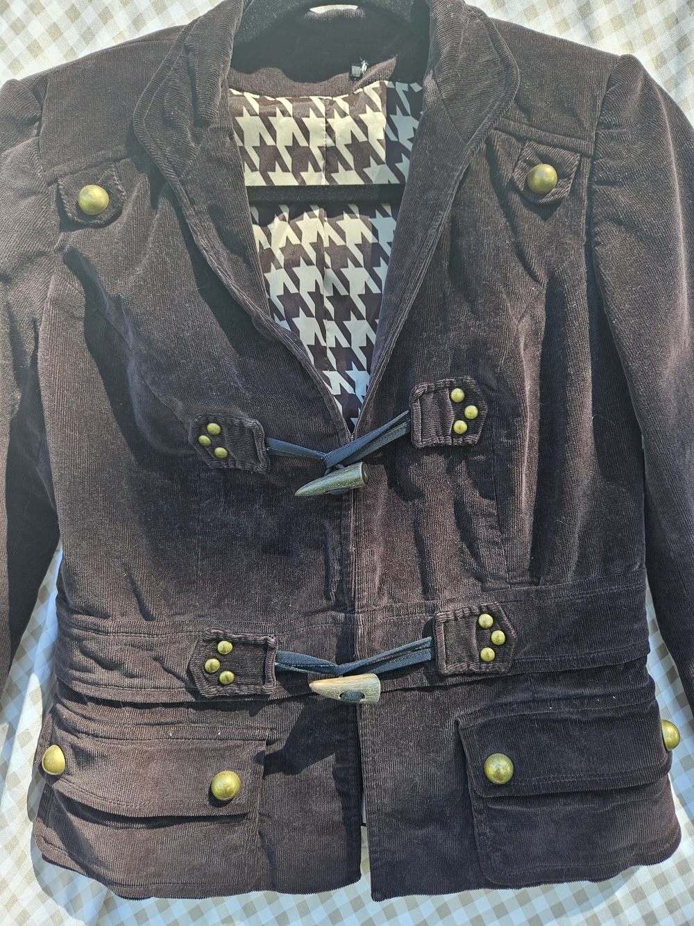 Deep Chocolate Brown Corduroy Toggle Blazer/Jacket